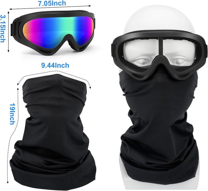 4-FQ Motorcycle Motocross Goggles 2 Pack With Neck Gaiter, ATV Dirt Bike Riding Bike Goggles MX UTV MTB Windproof Glasses UV400 Dustproof for Adult Youth Kids(Pink) - Image 4